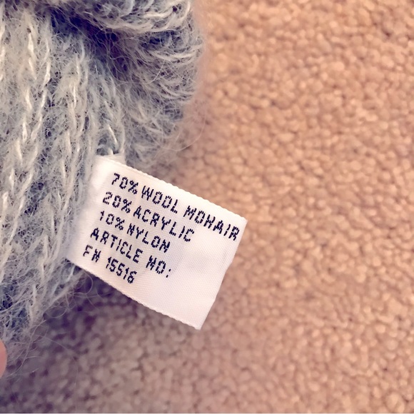 Crocodile Mohair Wool Cardigan Sweater Womens Small Light Grey Chunky Oversized - Picture 6 of 10